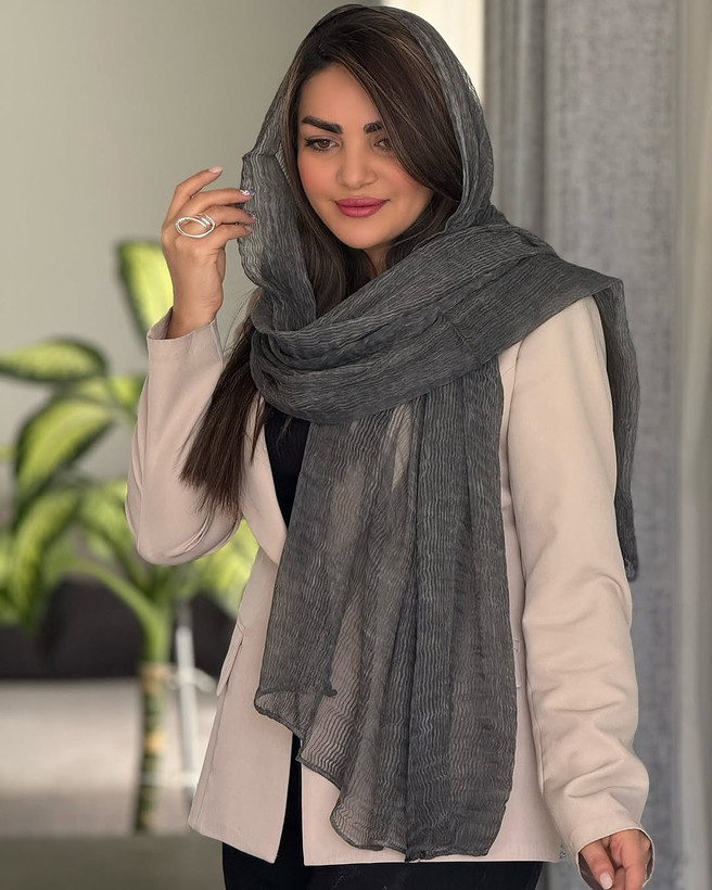 شال نخ ابریشم میله ای