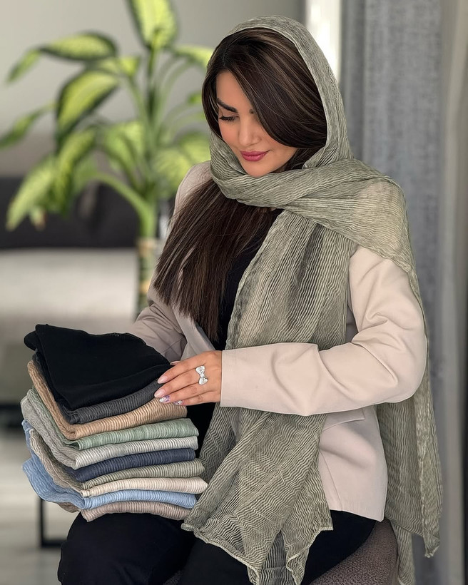 شال نخ ابریشم میله ای