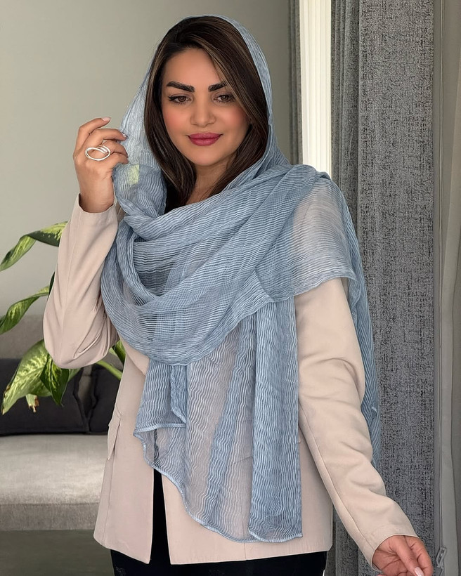 شال نخ ابریشم میله ای