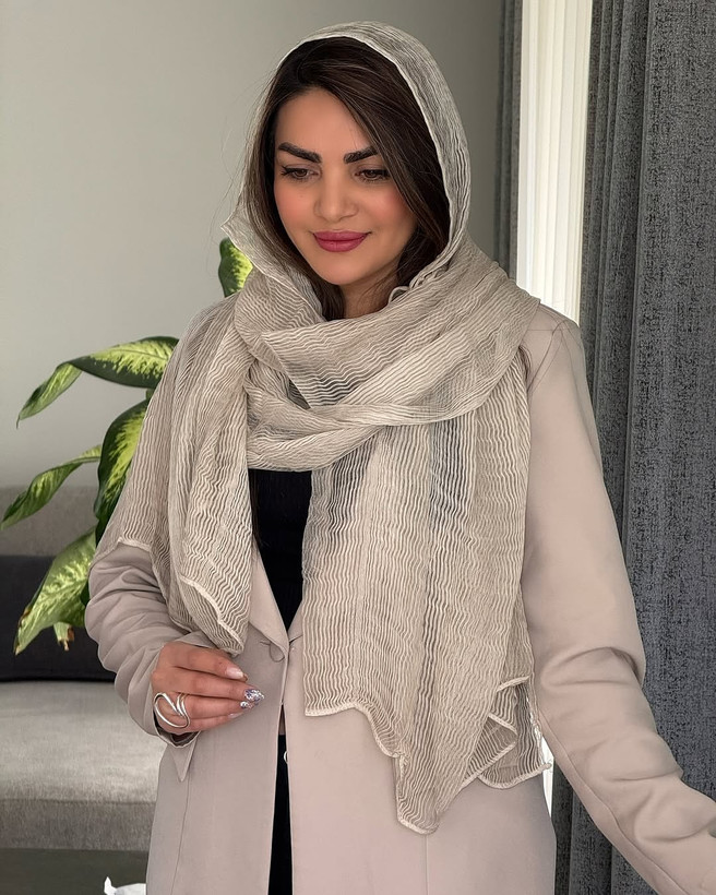 شال نخ ابریشم میله ای