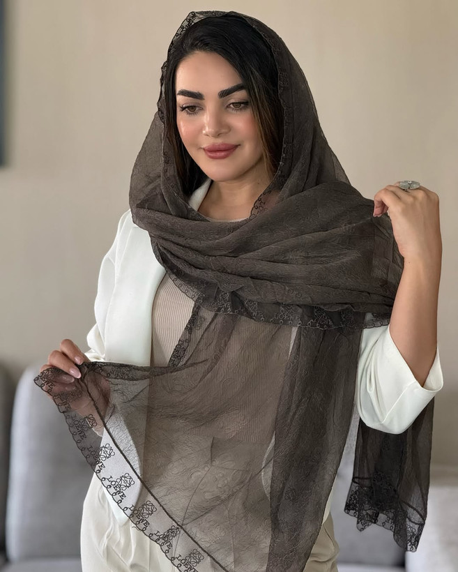 شال حریر مجلسی دور دانتل