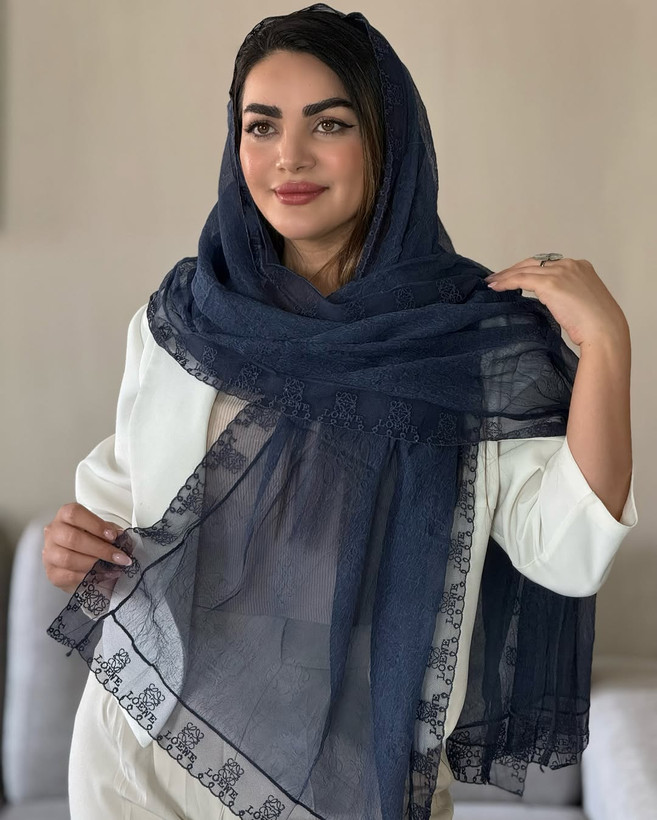 شال حریر مجلسی دور دانتل