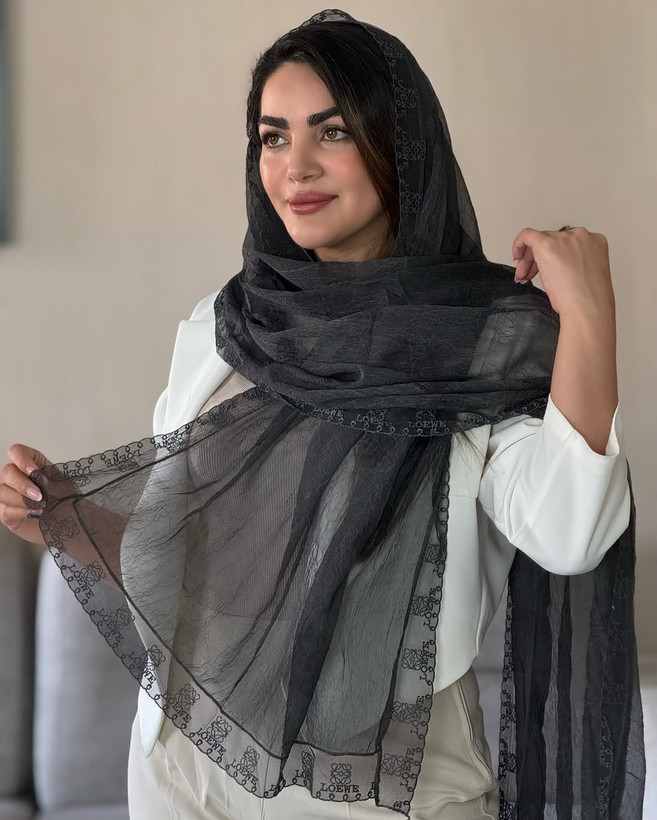 شال حریر مجلسی دور دانتل