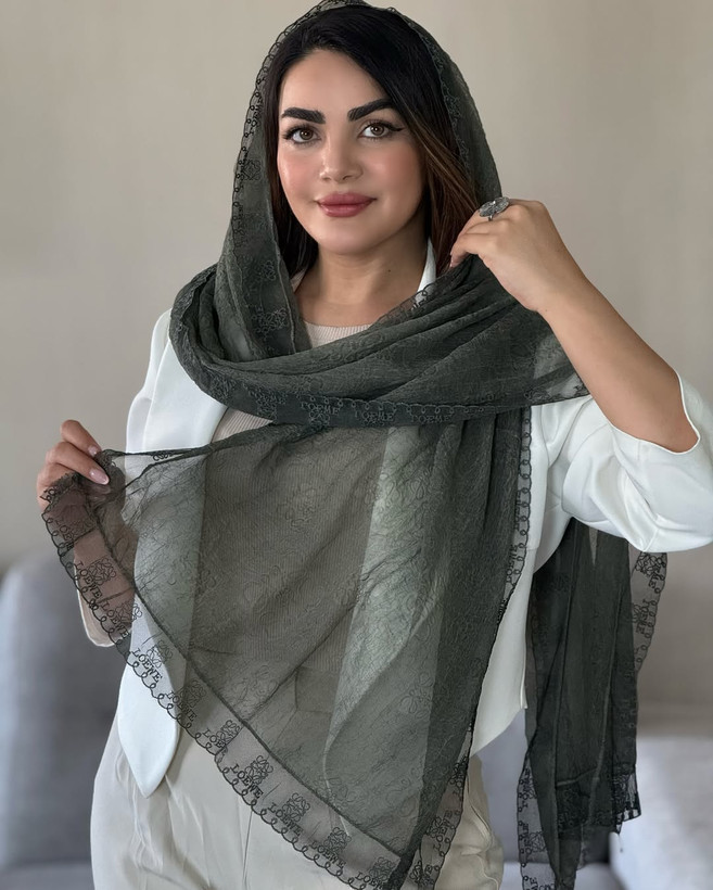 شال حریر مجلسی دور دانتل