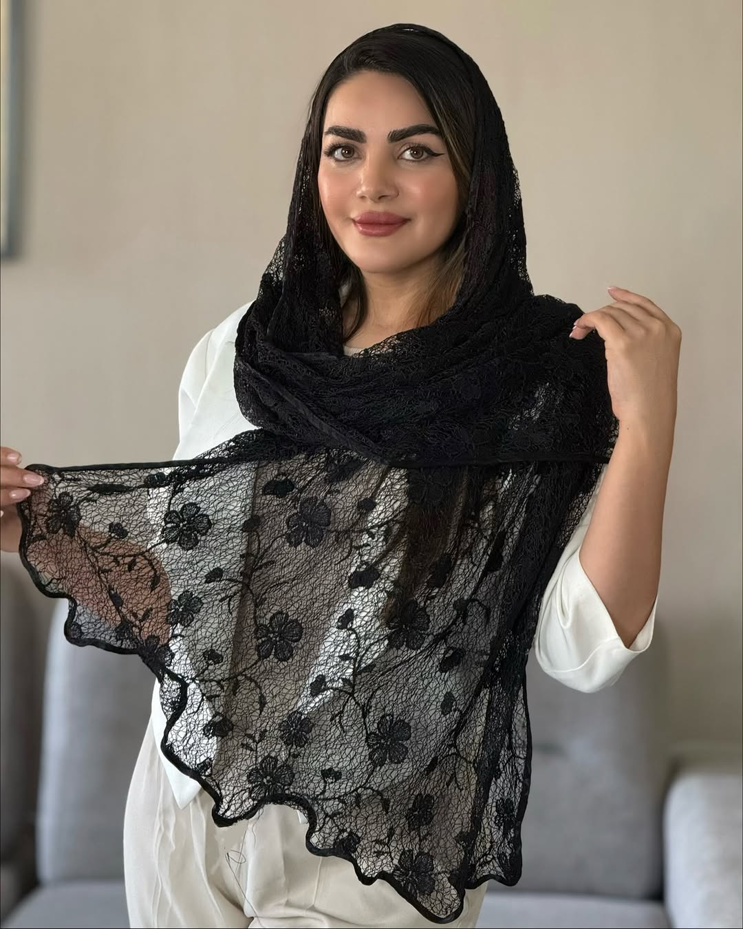 شال حریر ارگانزا مشکی