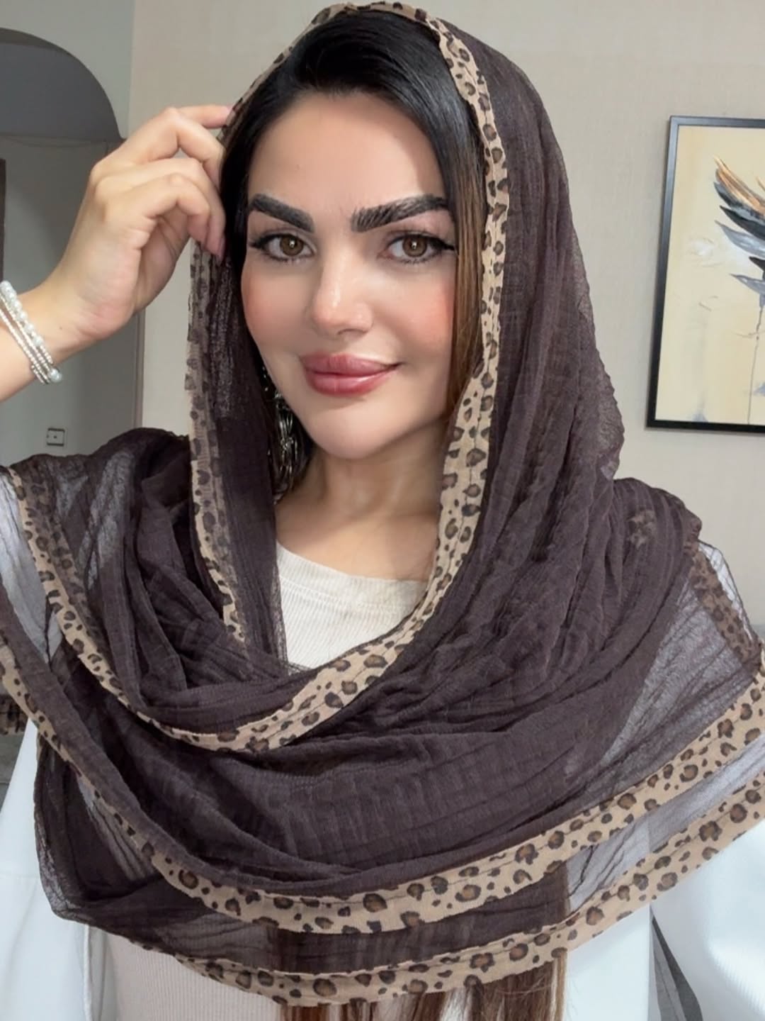 شال حاشیه پلنگی حریر