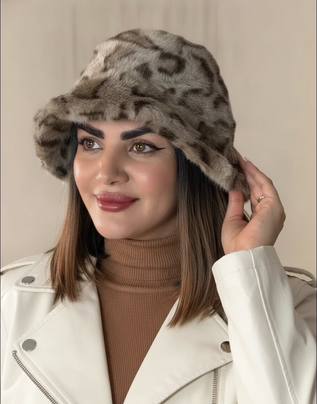 کلاه باکت خز پلنگی