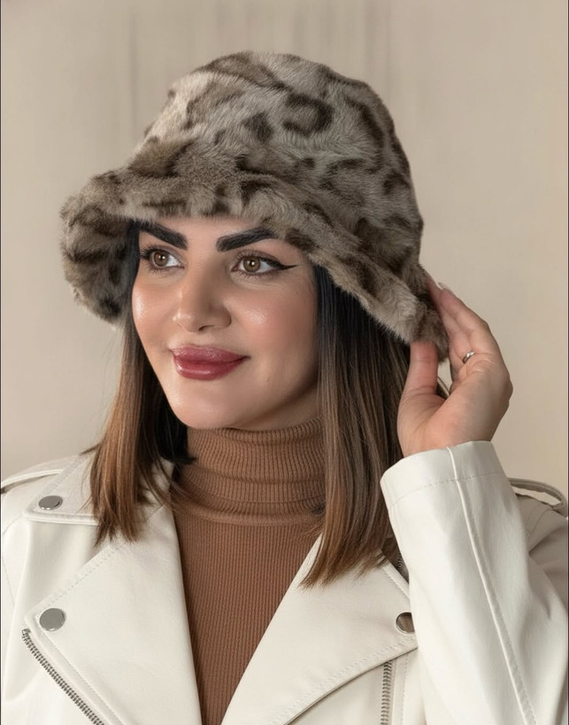 کلاه باکت خز پلنگی