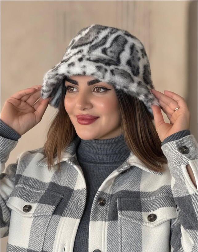 کلاه باکت خز پلنگی